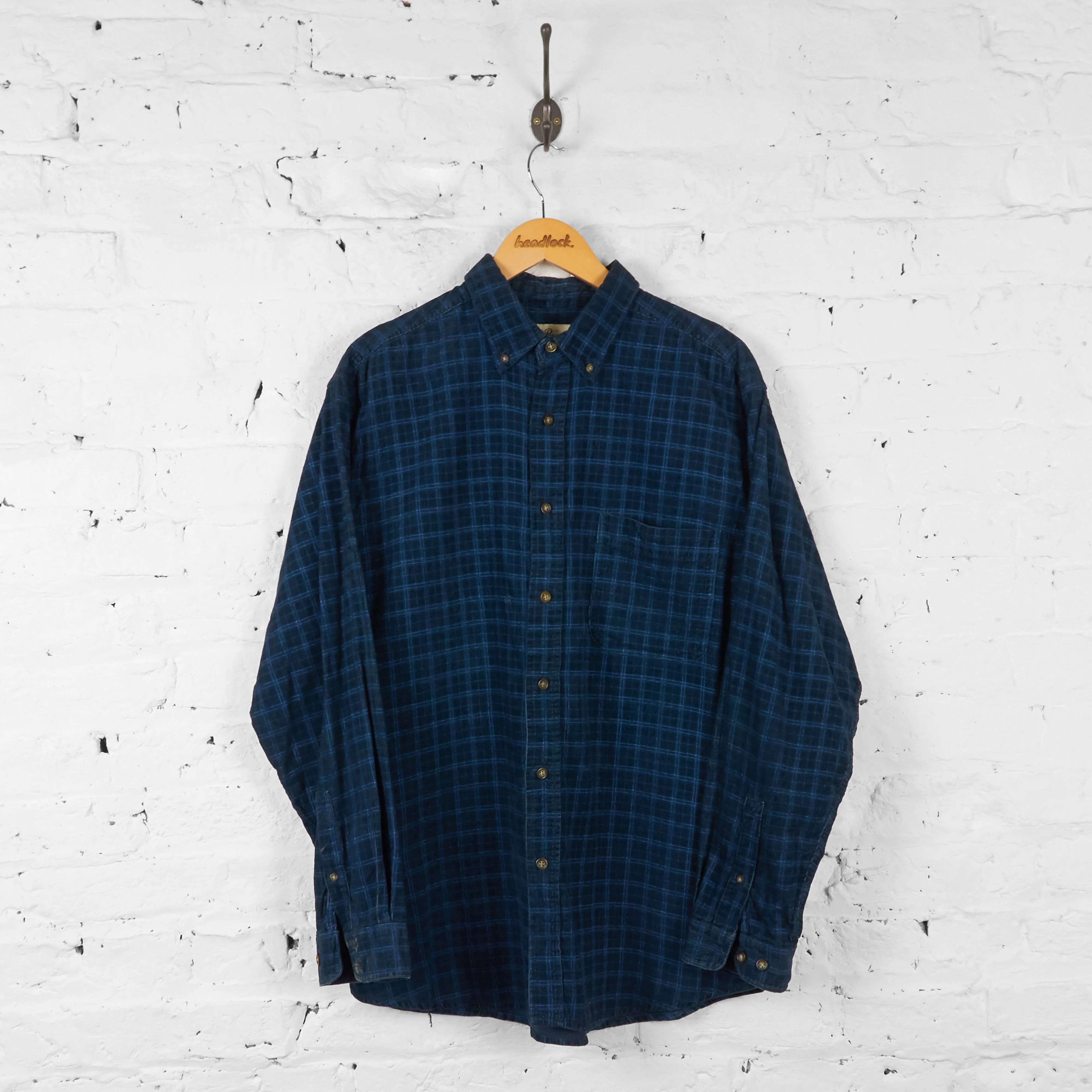 Vintage Checked Flannel Shirt - Navy - L