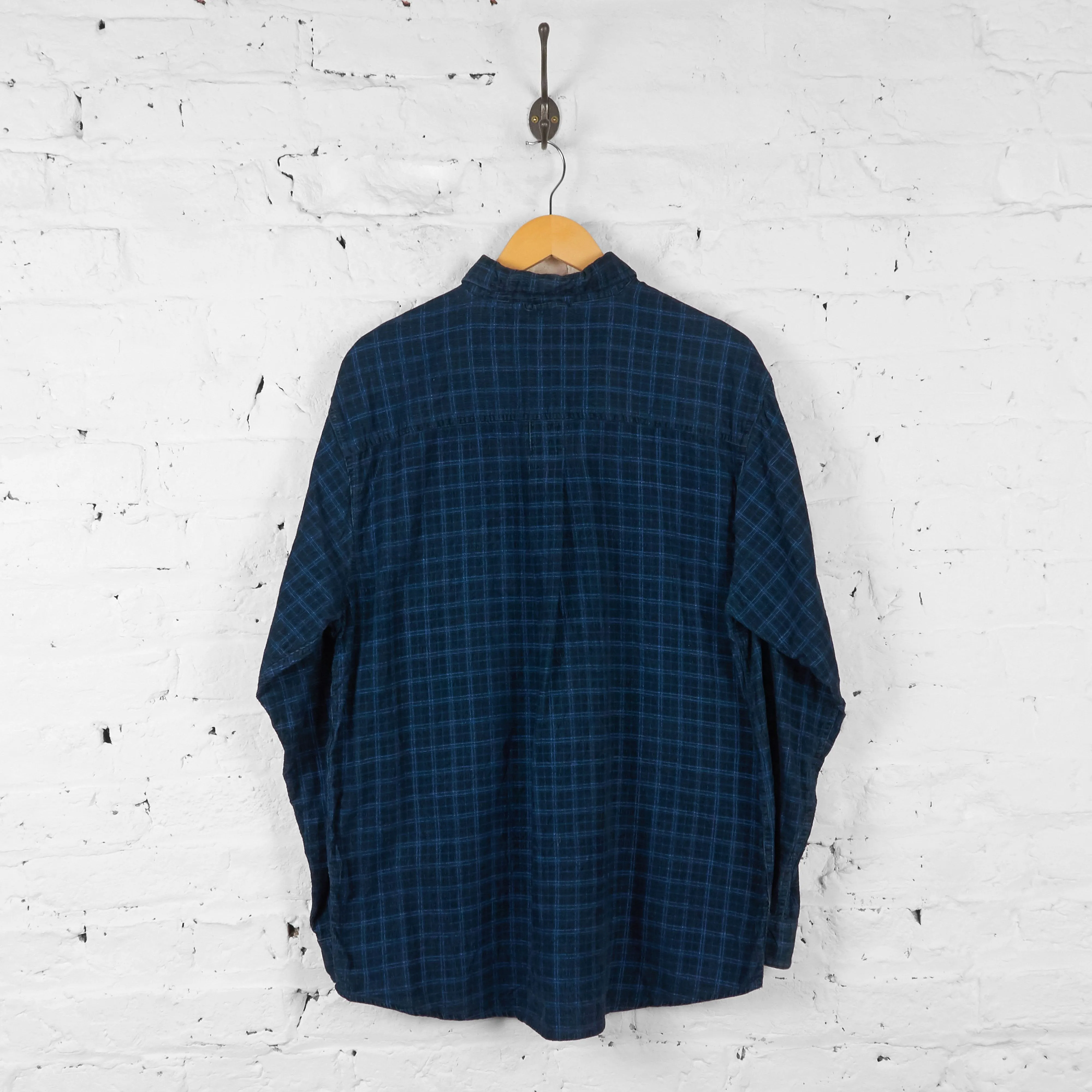 Vintage Checked Flannel Shirt - Navy - L