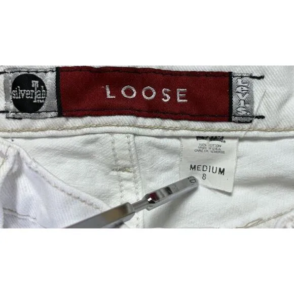 Vintage Levis Jeans Silver Womens 8 White 29x30.5 High Rise 90s Loose Fit USA