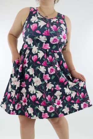 Vintage Magnolia - Sleeveless Skater Dress - Knee Length - Side Pockets