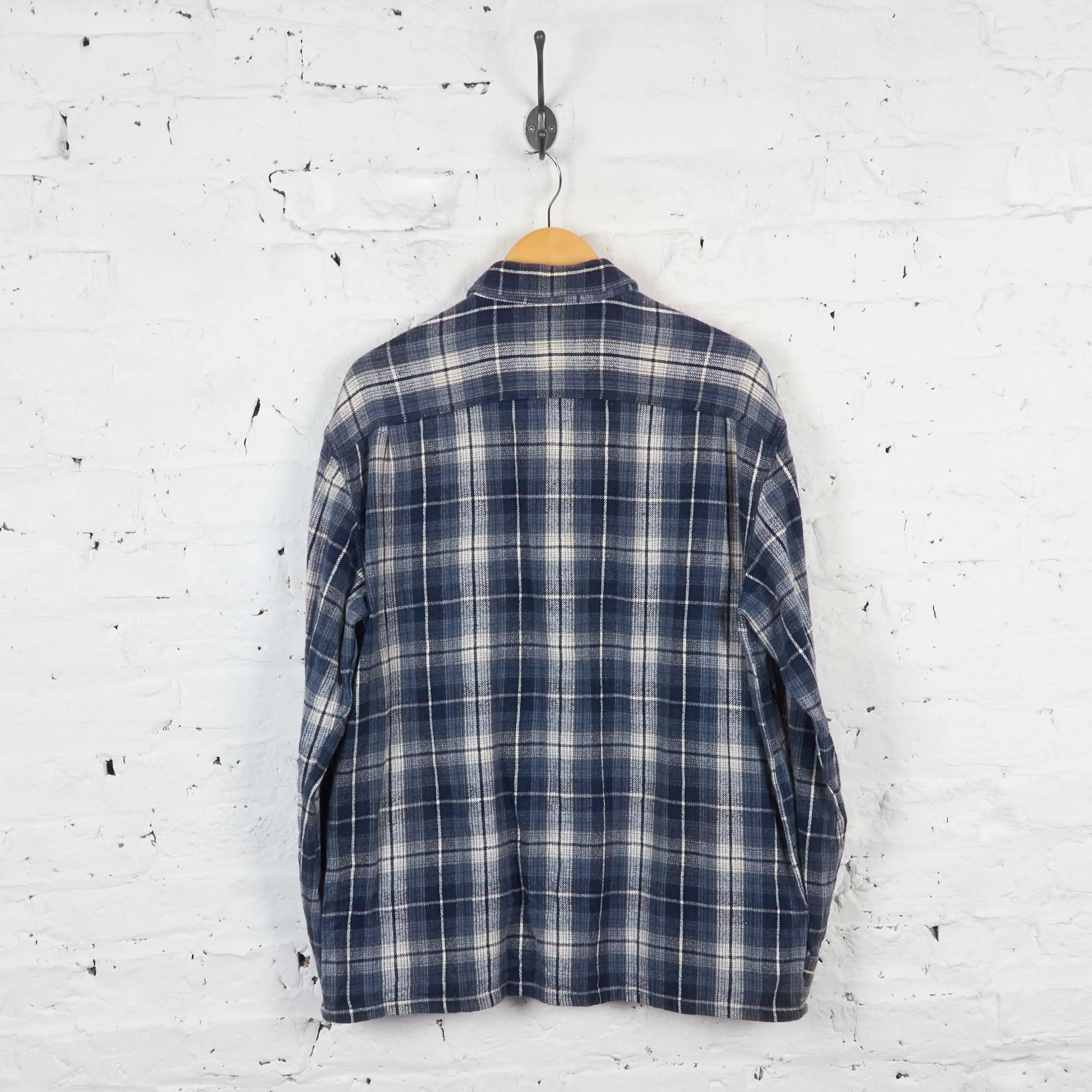 Vintage Pattern Flannel Shirt - Blue - L