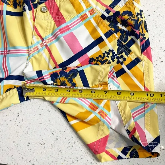 VINTAGE Rip Curl The Search Board Shorts Womens 5 Floral Tartan Yellow/Multi EUC