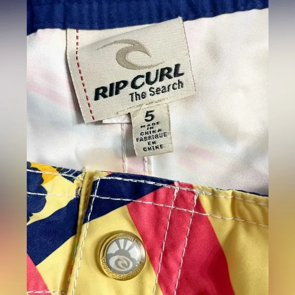 VINTAGE Rip Curl The Search Board Shorts Womens 5 Floral Tartan Yellow/Multi EUC