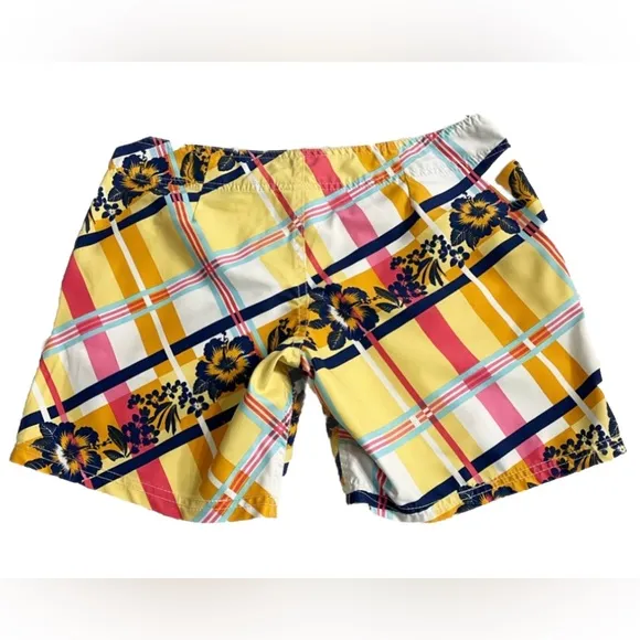 VINTAGE Rip Curl The Search Board Shorts Womens 5 Floral Tartan Yellow/Multi EUC