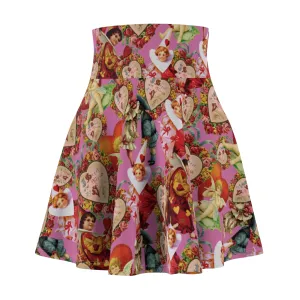 Vintage Style Cupid Heart Valentines Womens Flare Skater Skirt - Saiko Studio