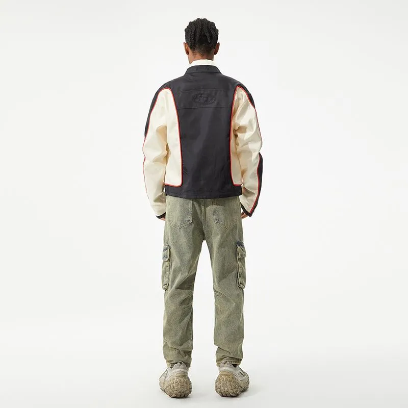 Vintage Tapered Leg Jeans for Men with Unique Patch Details