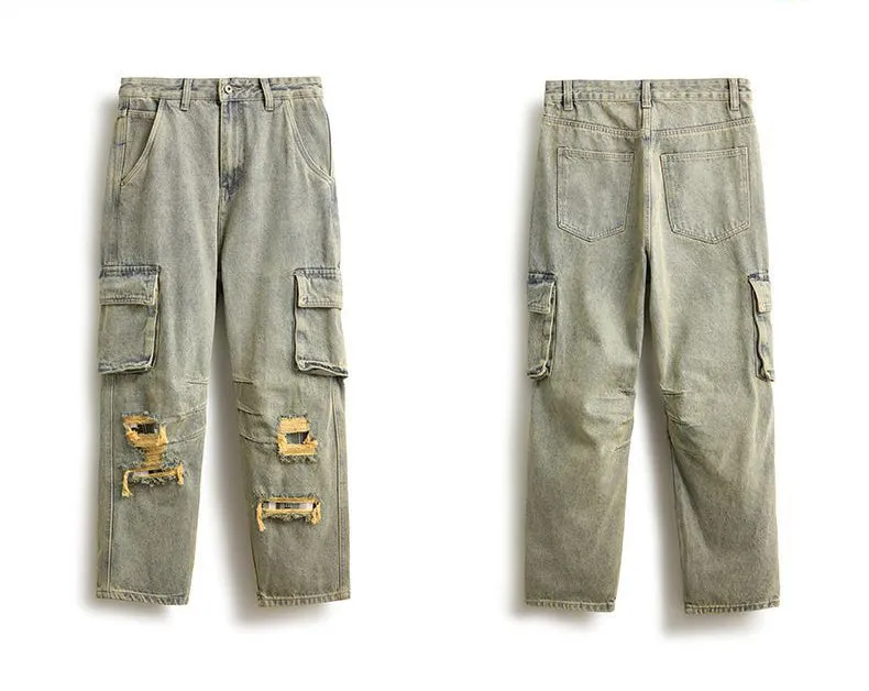 Vintage Tapered Leg Jeans for Men with Unique Patch Details