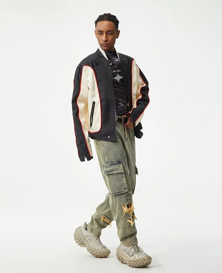 Vintage Tapered Leg Jeans for Men with Unique Patch Details