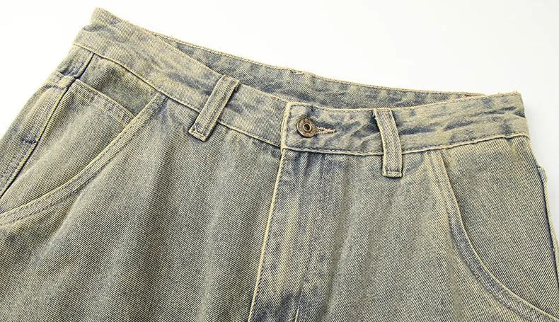 Vintage Tapered Leg Jeans for Men with Unique Patch Details