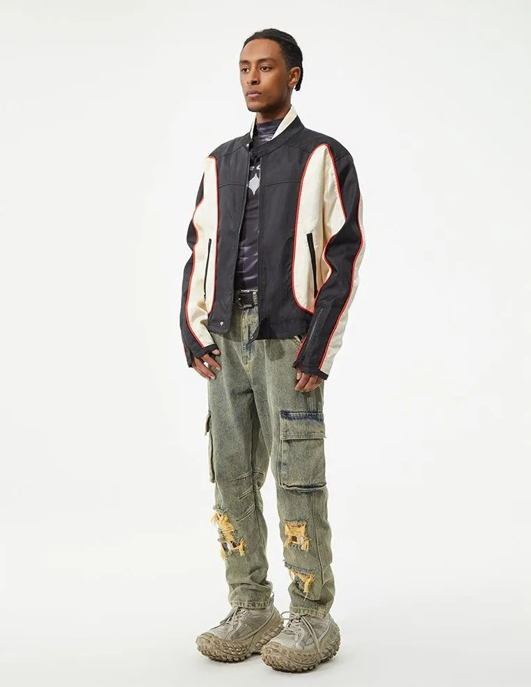 Vintage Tapered Leg Jeans for Men with Unique Patch Details