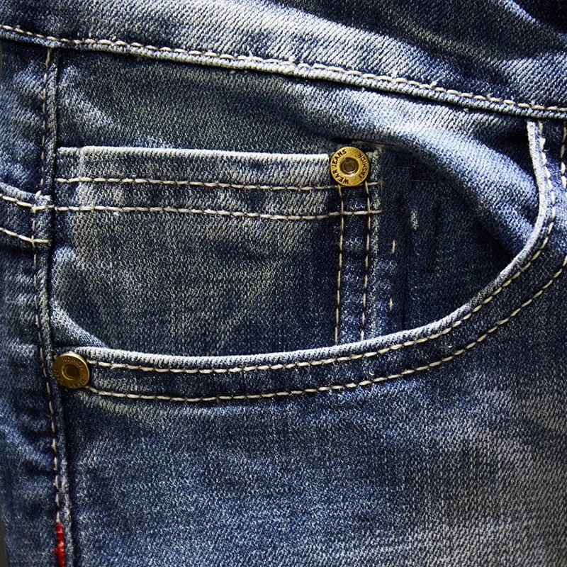 West Louis™ Frayed Hip Hop Distressed Casual Denim Jeans