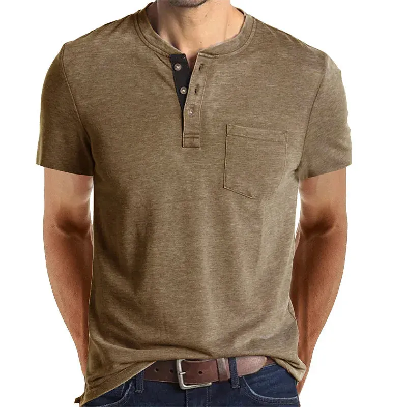 West Louis™ Summer Men's Short Sleeved Henley T-shirts