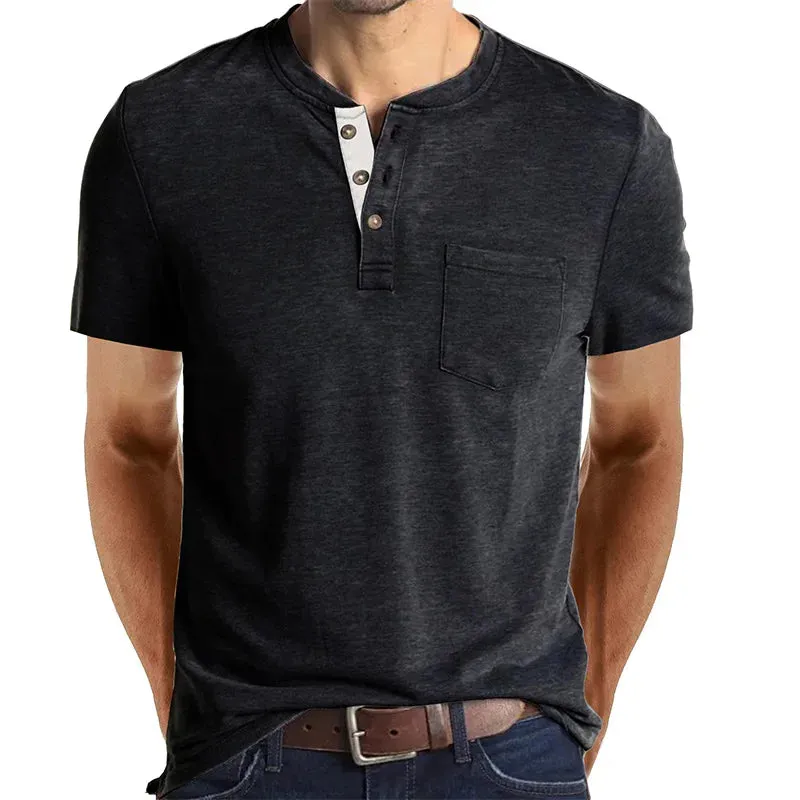 West Louis™ Summer Men's Short Sleeved Henley T-shirts