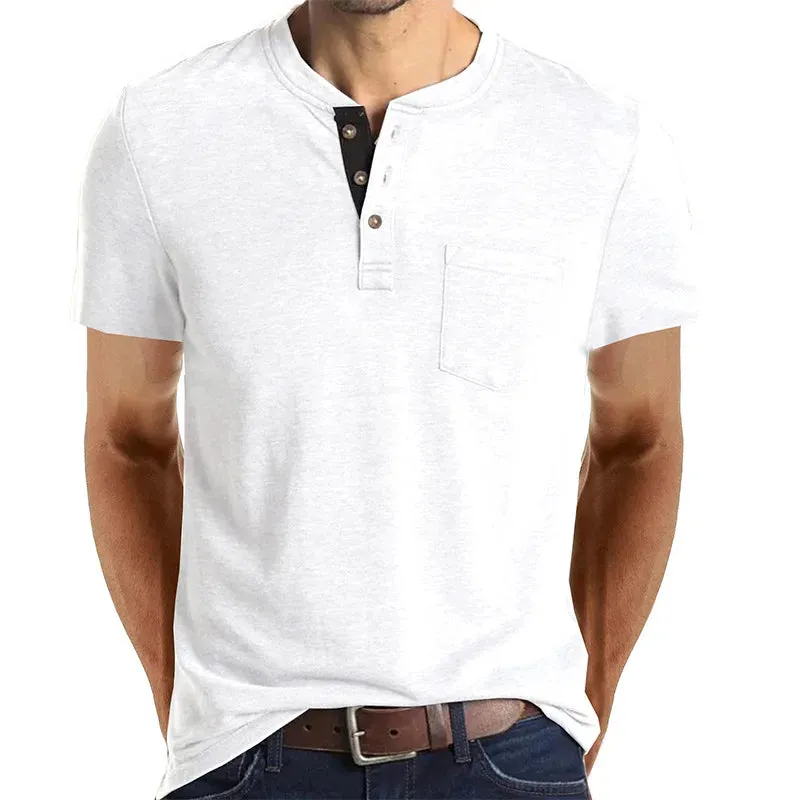 West Louis™ Summer Men's Short Sleeved Henley T-shirts
