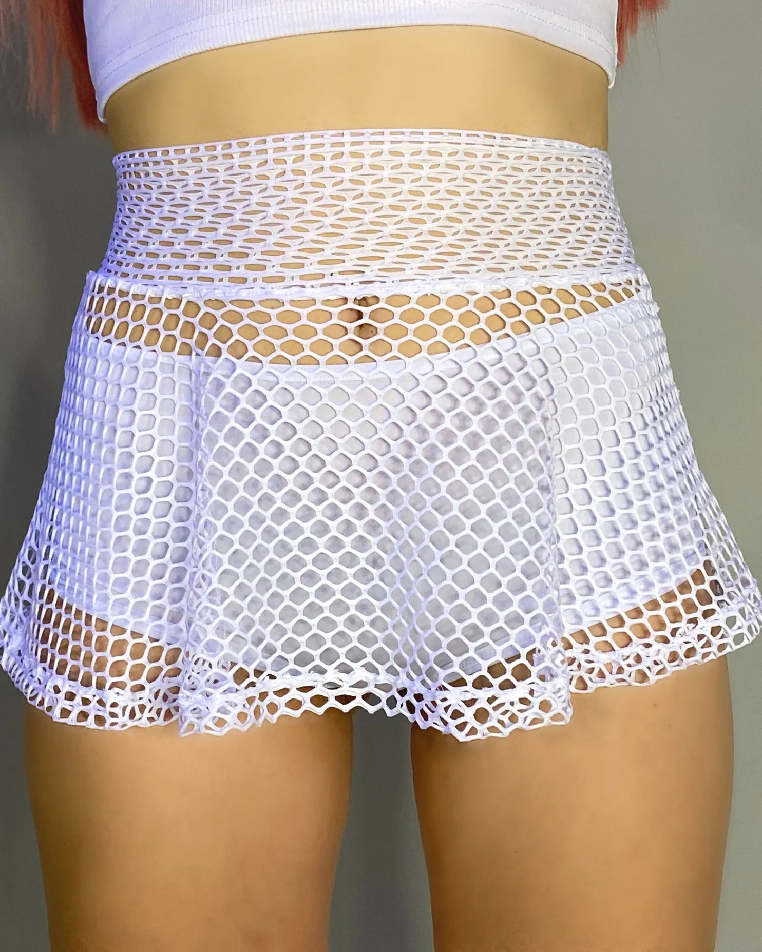 White Fishnet Skater Skirt