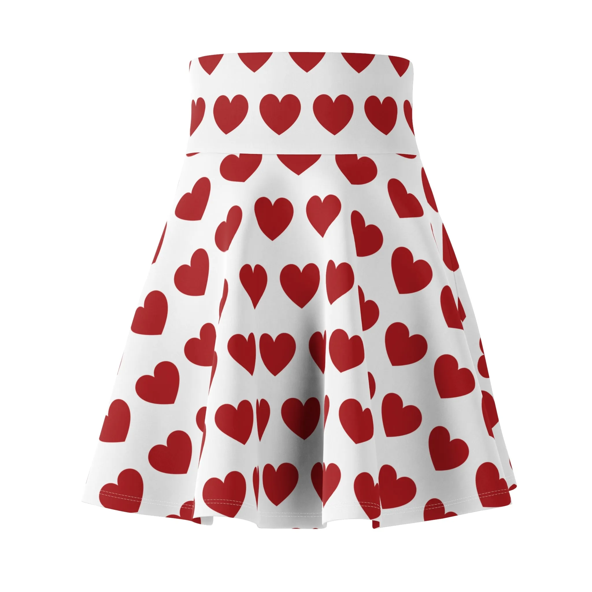 White Red Heart Womens Valentines Skirt - Saiko Studio