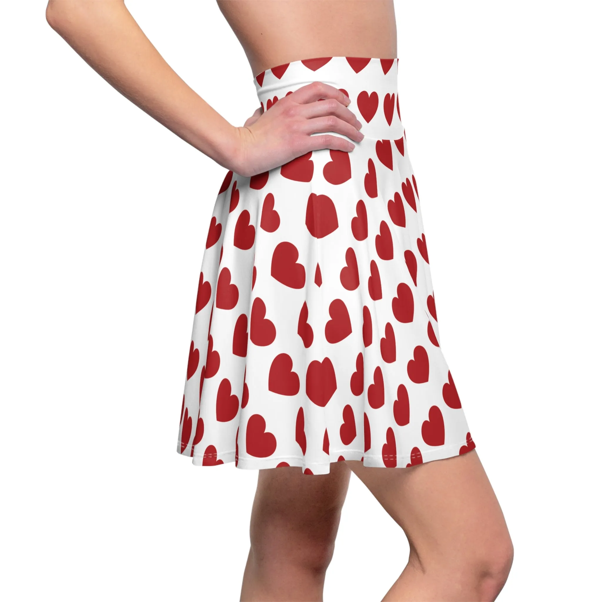 White Red Heart Womens Valentines Skirt - Saiko Studio