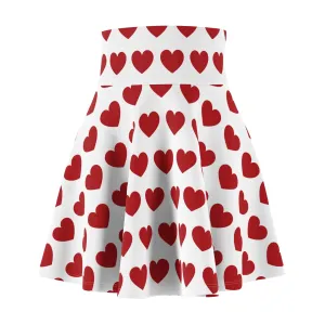 White Red Heart Womens Valentines Skirt - Saiko Studio