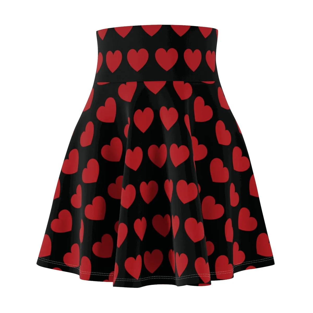 White Red Heart Womens Valentines Skirt - Saiko Studio