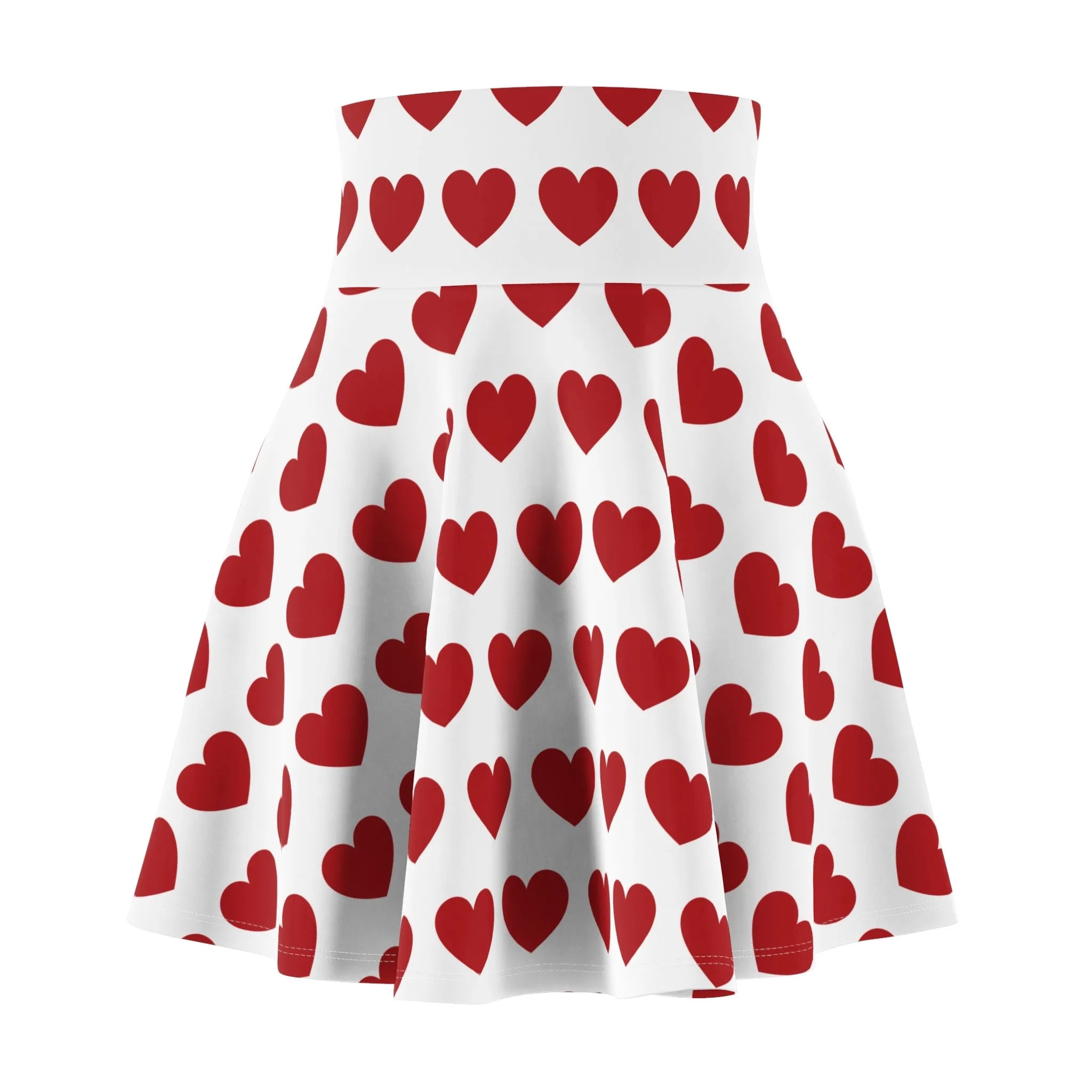 White Red Heart Womens Valentines Skirt - Saiko Studio