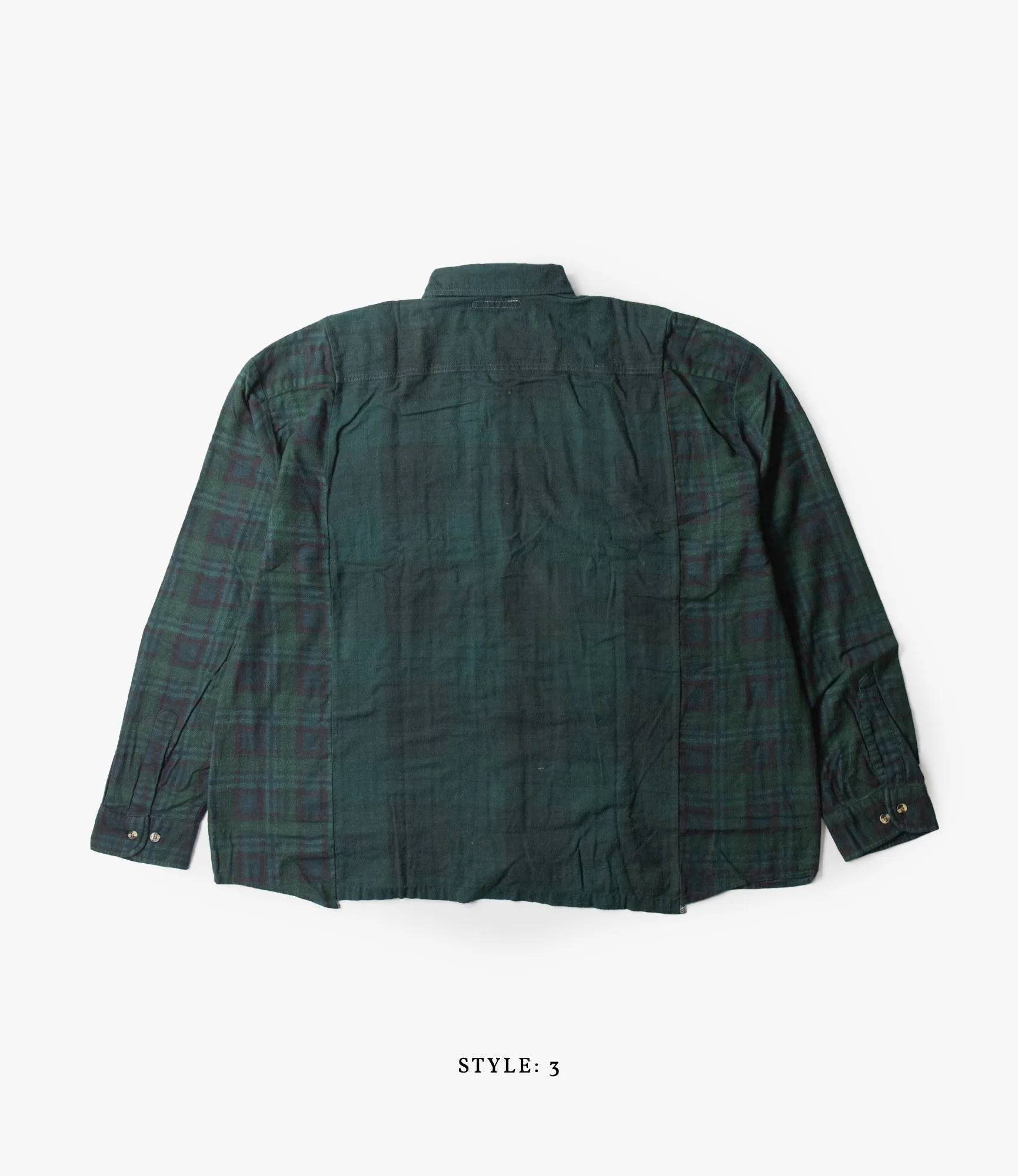 Wide Flannel Ribbon Shirt – Green Over Dye
