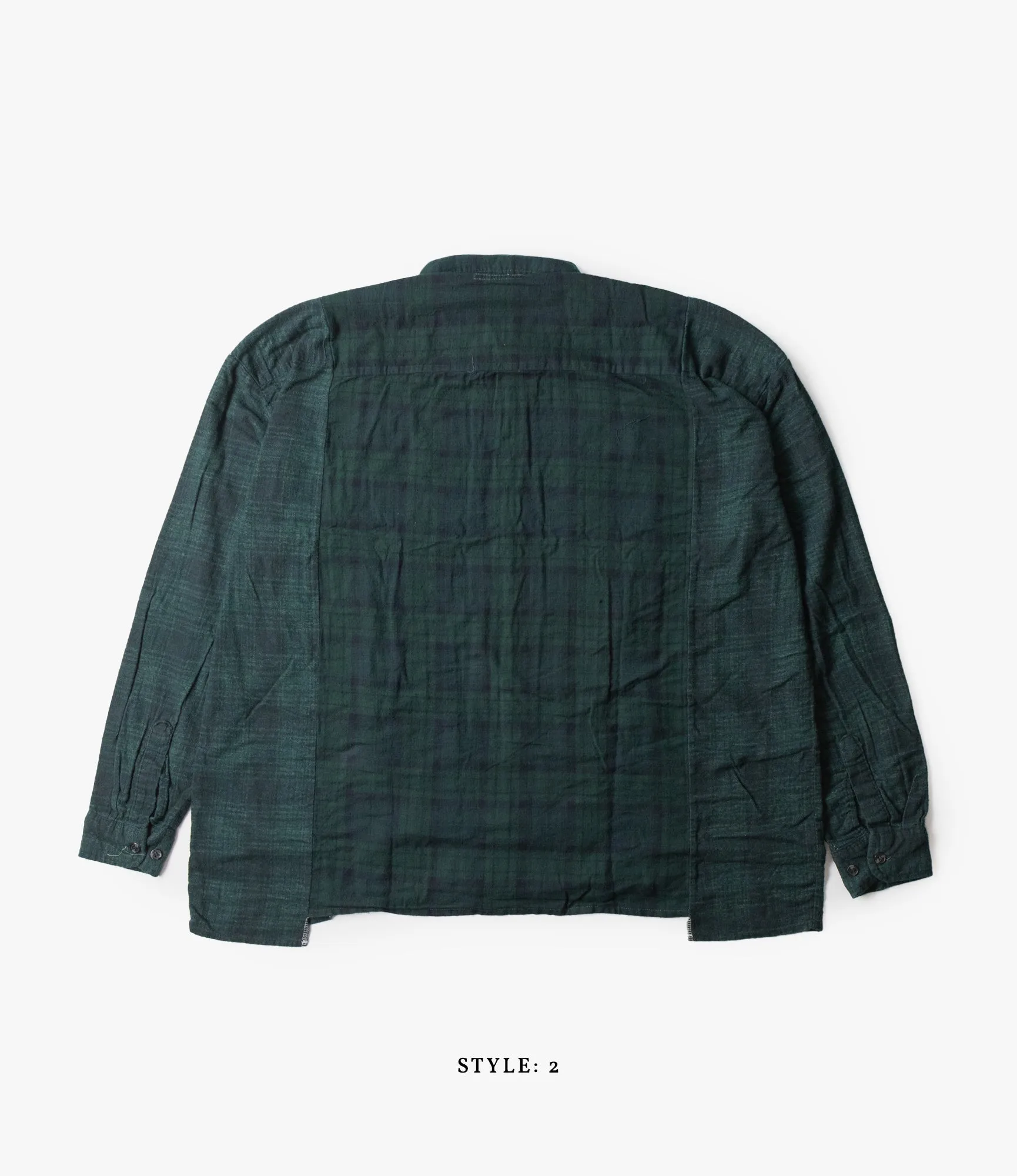 Wide Flannel Ribbon Shirt – Green Over Dye