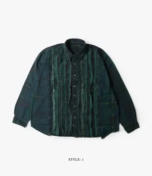 Wide Flannel Ribbon Shirt – Green Over Dye