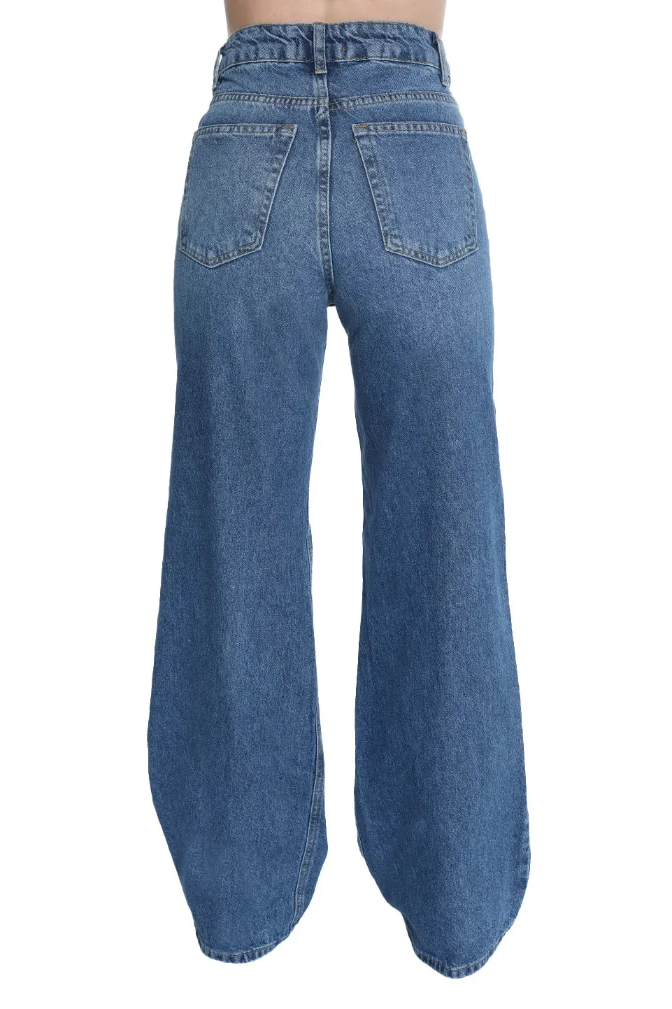 Wide Plain Loose Fit Blue Jeans