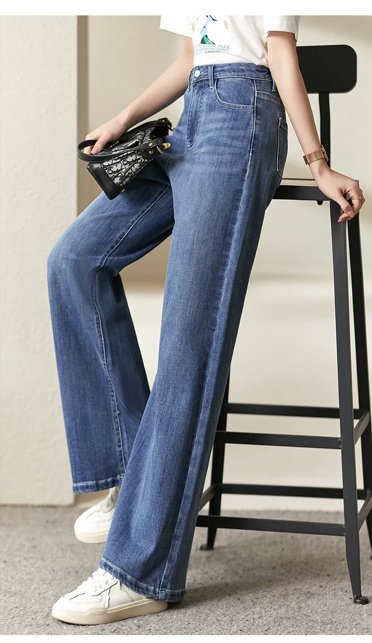 Women Jeans Business Vintage Straight Pants