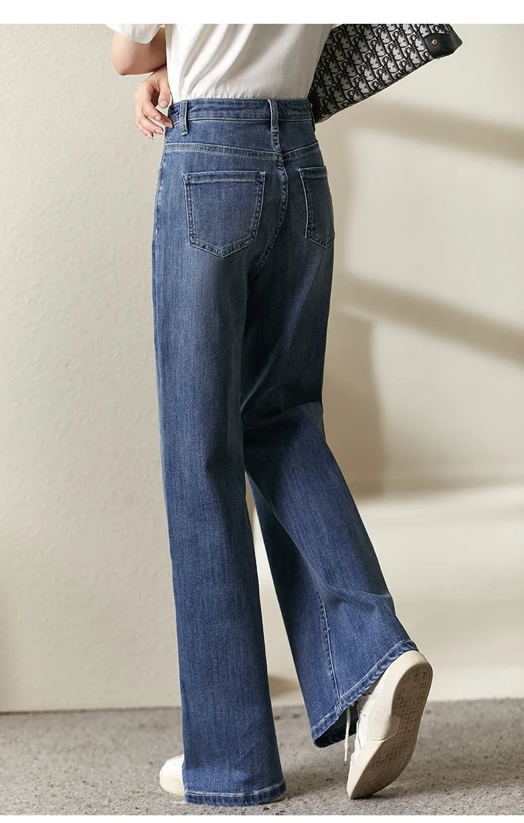 Women Jeans Business Vintage Straight Pants
