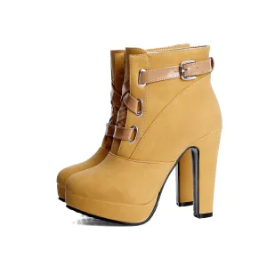 Women Shoes Super High-heeled Lace Up Platform Short Boots