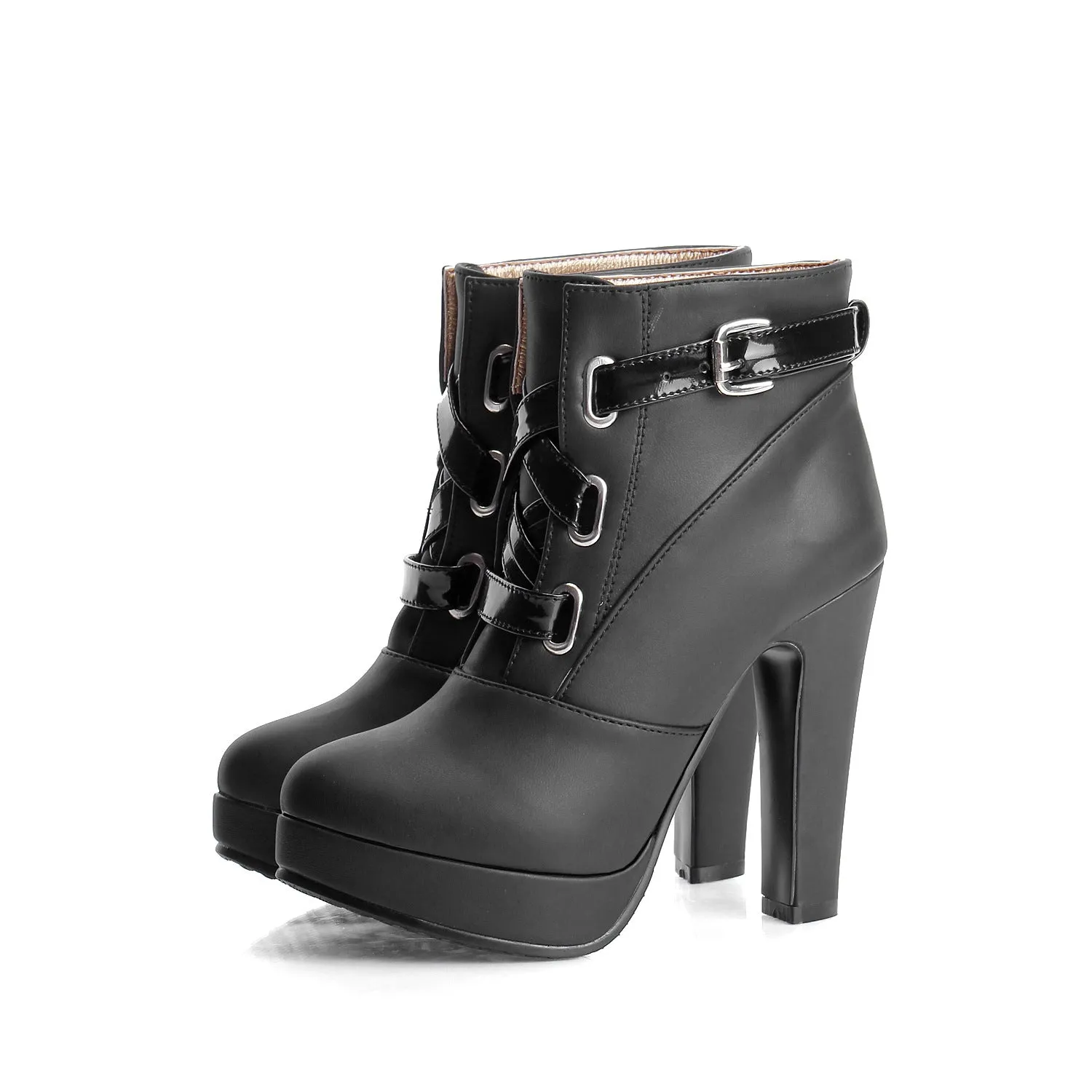 Women Shoes Super High-heeled Lace Up Platform Short Boots