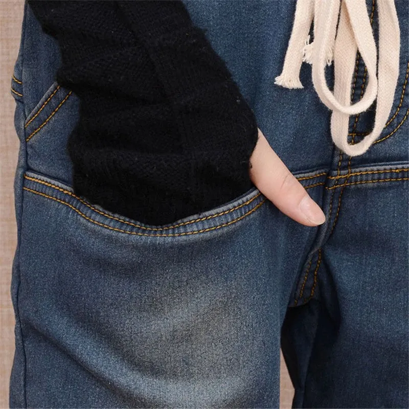 Women Thicken Fleece Skinny Harem Pants Trousers Elastic Waist Denim