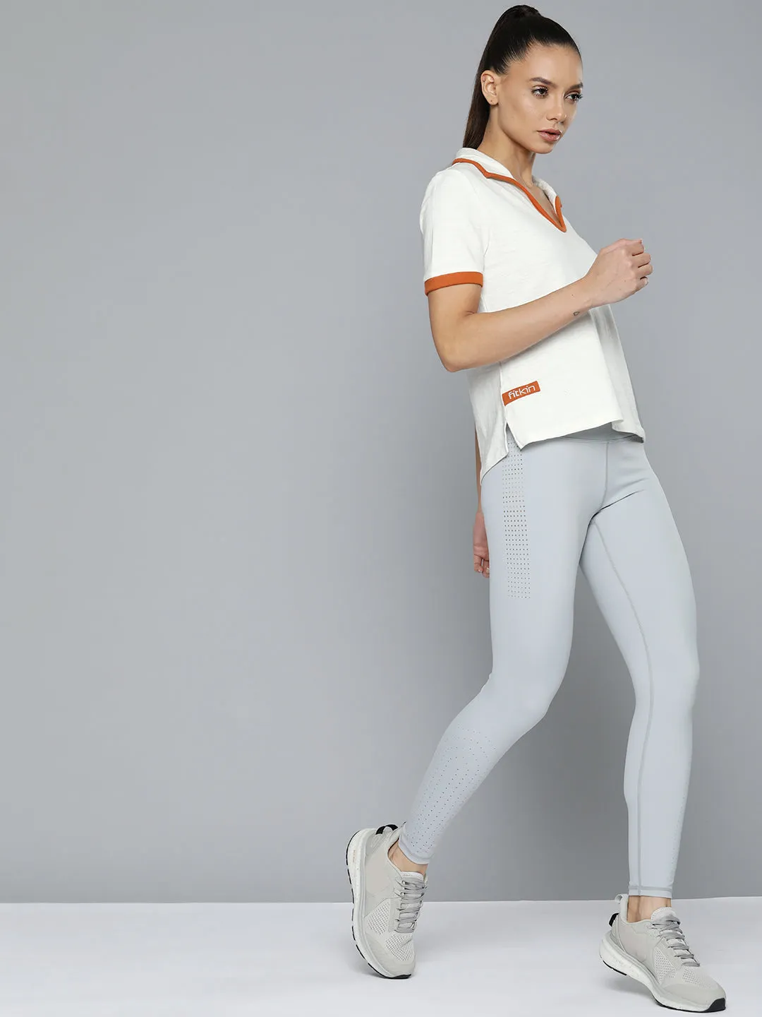 Women White Solid Polo Collar Organic Cotton Anti Odour T-shirt