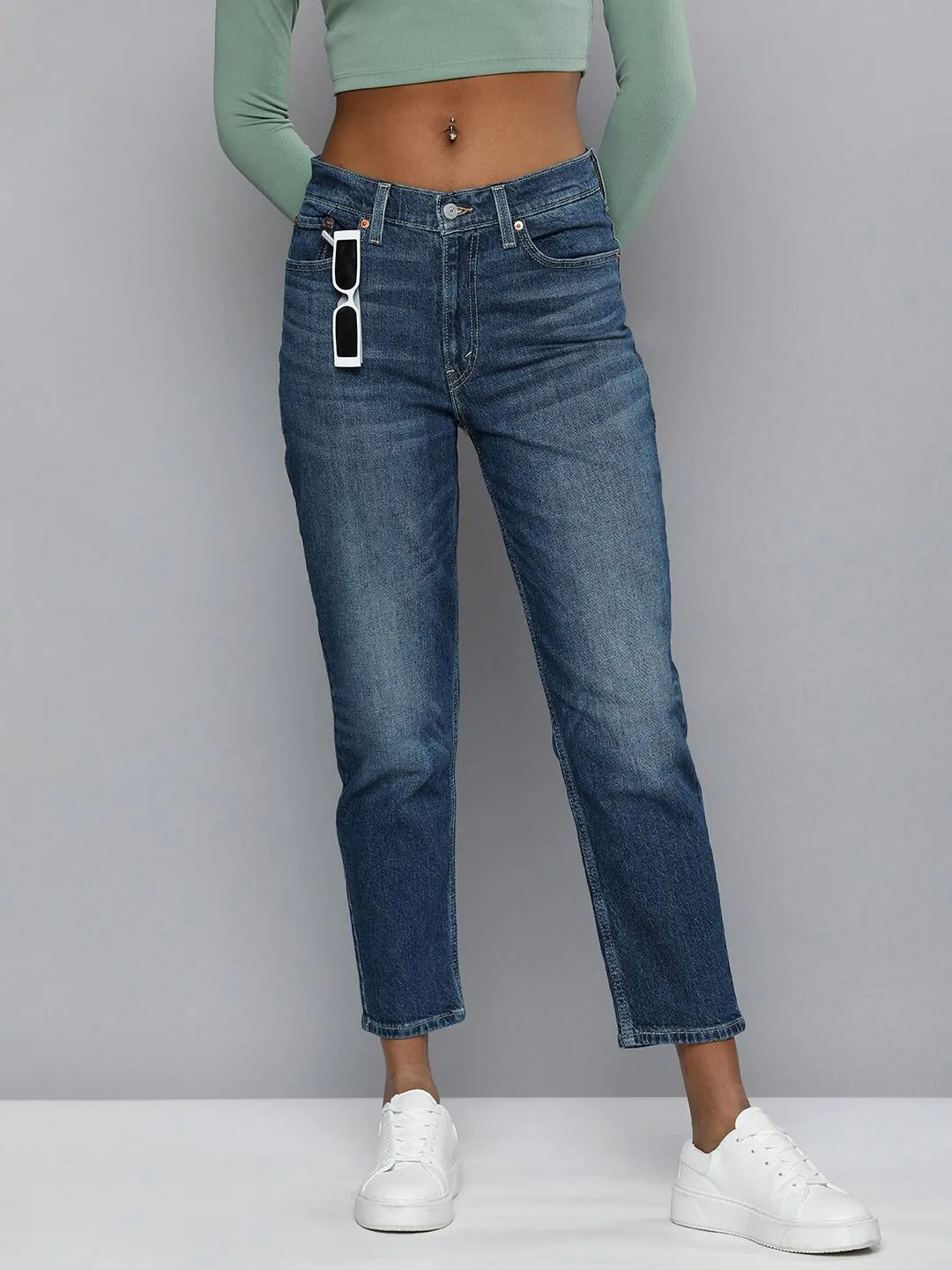 Women's 80s Blue Loose Fit High Rise Jeans