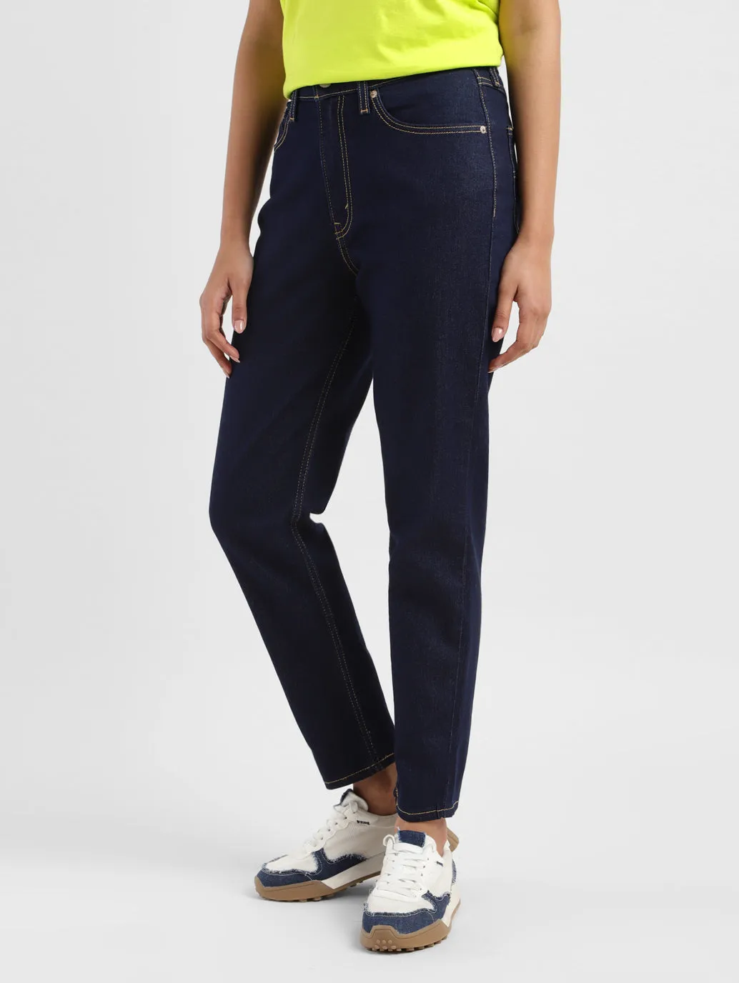 Women's 80s Navy Blue Loose Fit Mid Rise Jeans