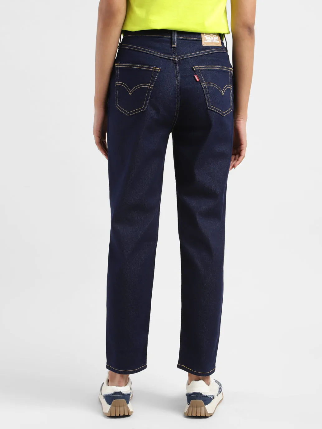 Women's 80s Navy Blue Loose Fit Mid Rise Jeans