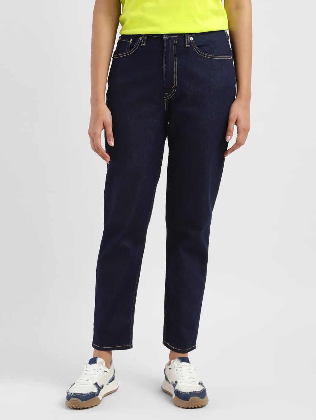 Women's 80s Navy Blue Loose Fit Mid Rise Jeans