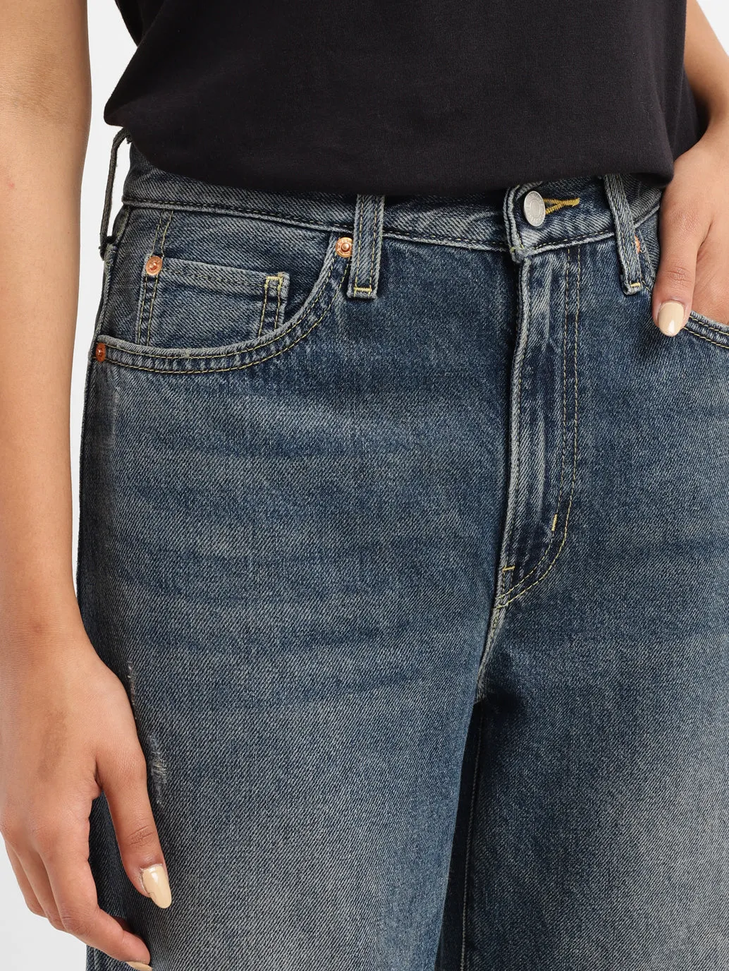 Women's 94 Blue Baggy Fit High Rise Jeans