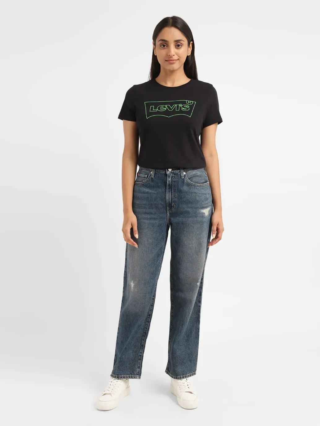 Women's 94 Blue Baggy Fit High Rise Jeans