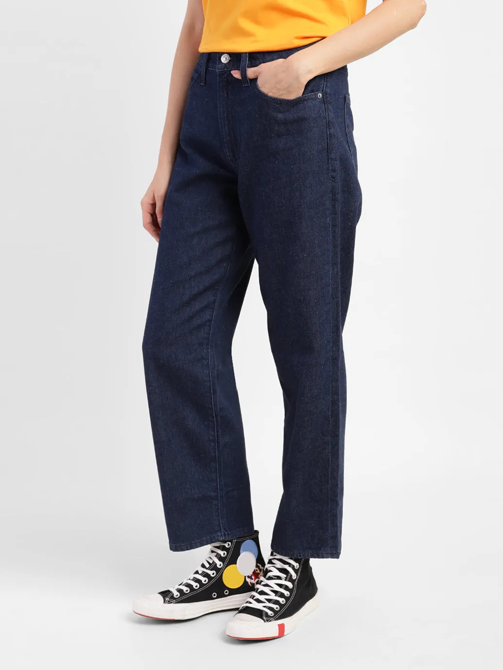 Women's 94 Navy Blue Loose Fit Mid Rise Jeans
