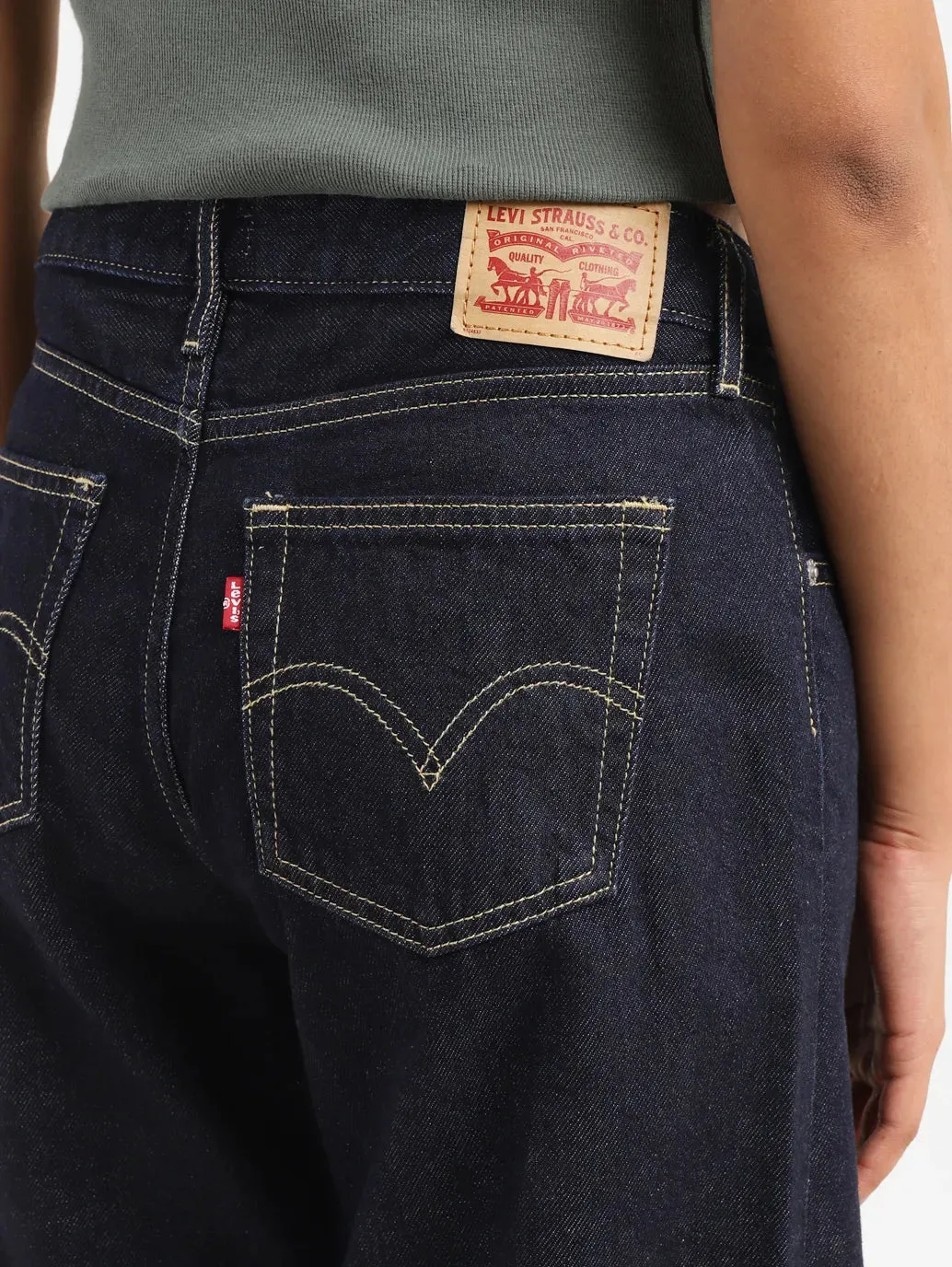 Women's 94 Navy Blue Wideleg Fit Mid Rise Jeans