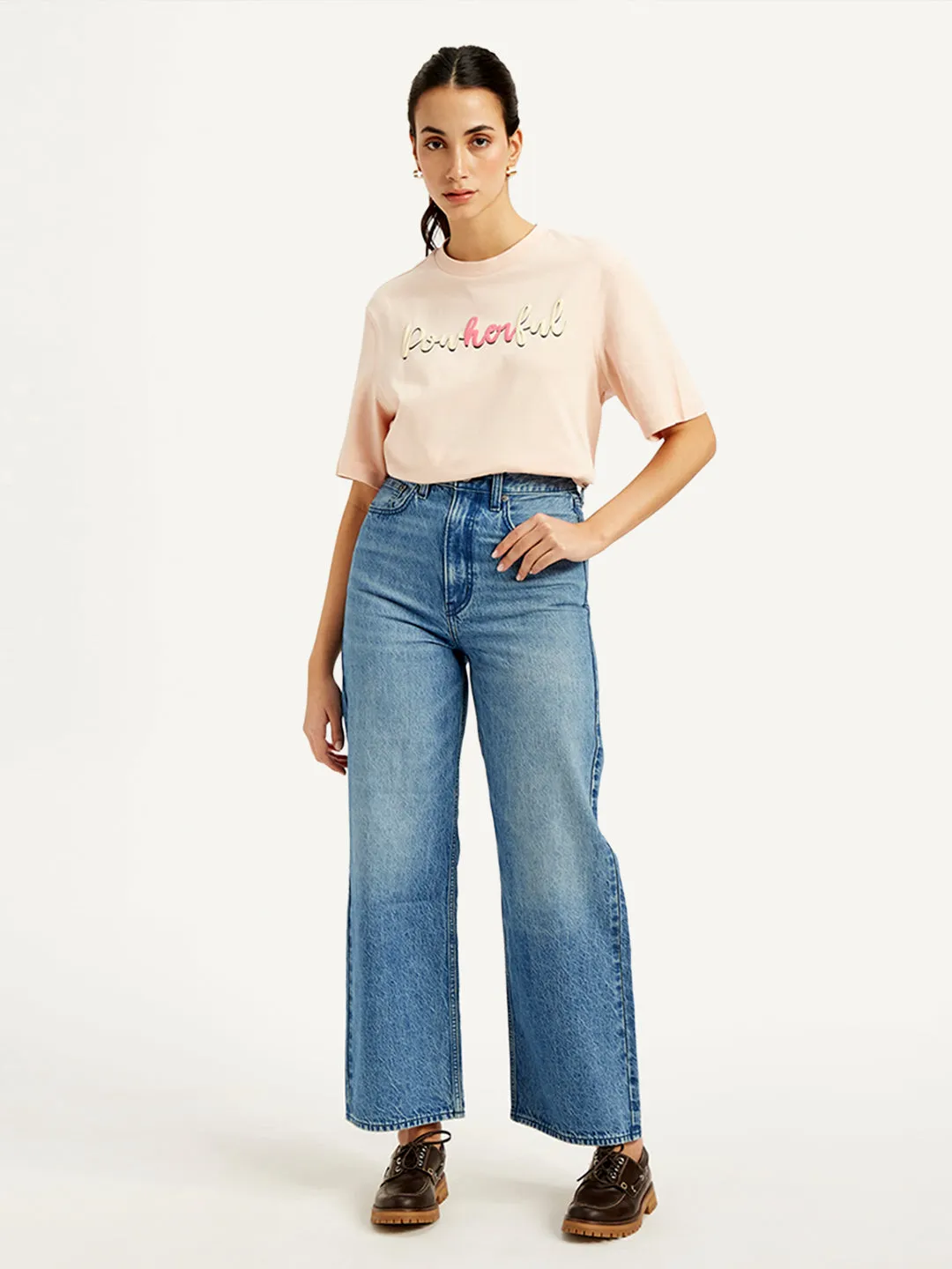 Women's Blue Loose Fit High Rise Jeans