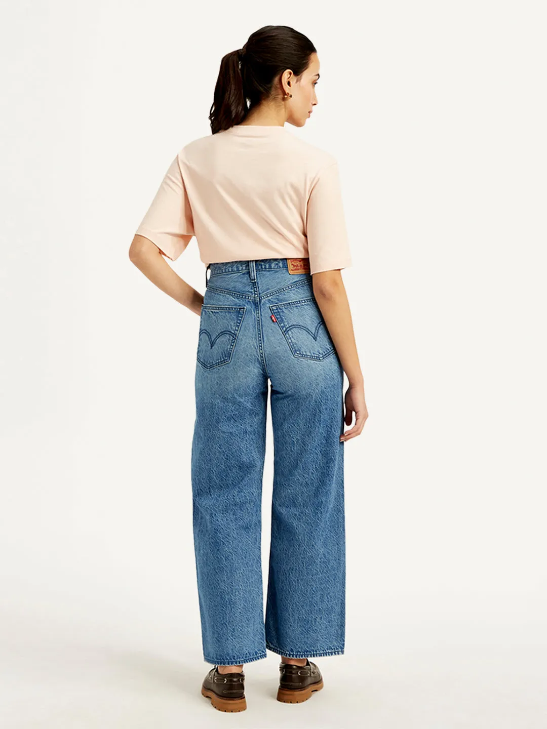 Women's Blue Loose Fit High Rise Jeans