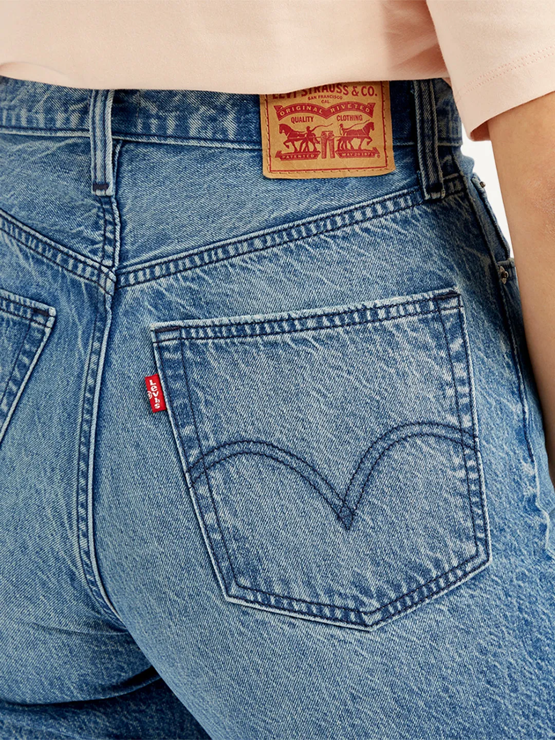 Women's Blue Loose Fit High Rise Jeans