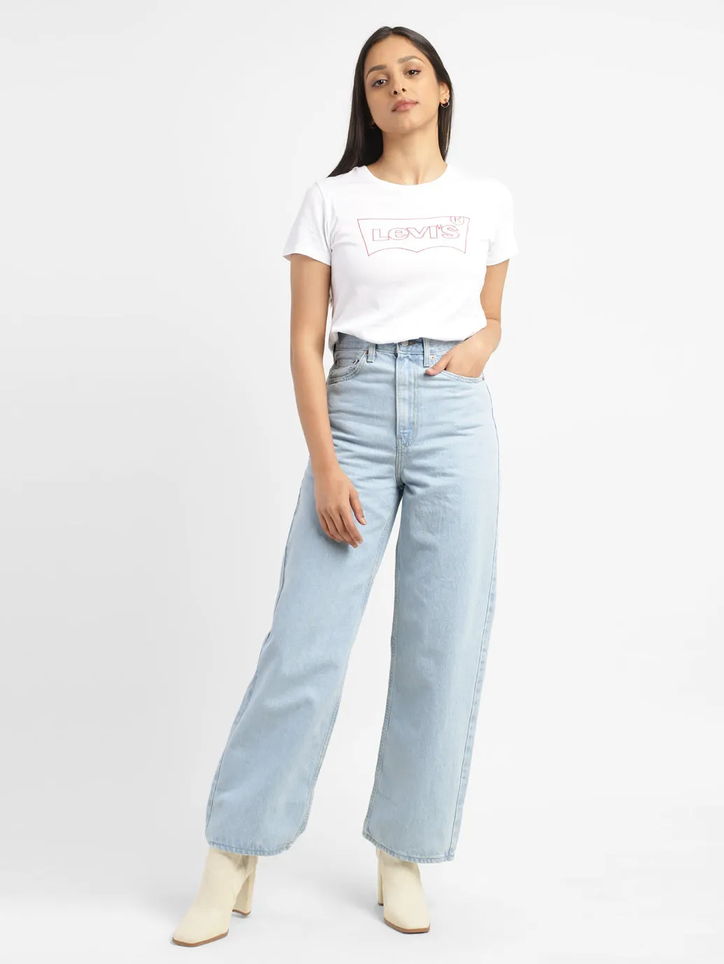 Women's Blue Loose Fit High Rise Jeans