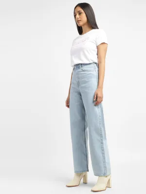 Women's Blue Loose Fit High Rise Jeans