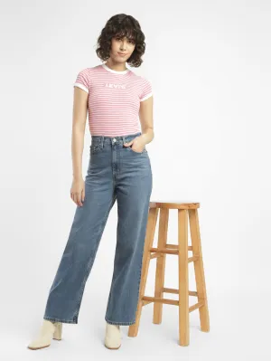 Women's Blue Loose Fit High Rise Jeans