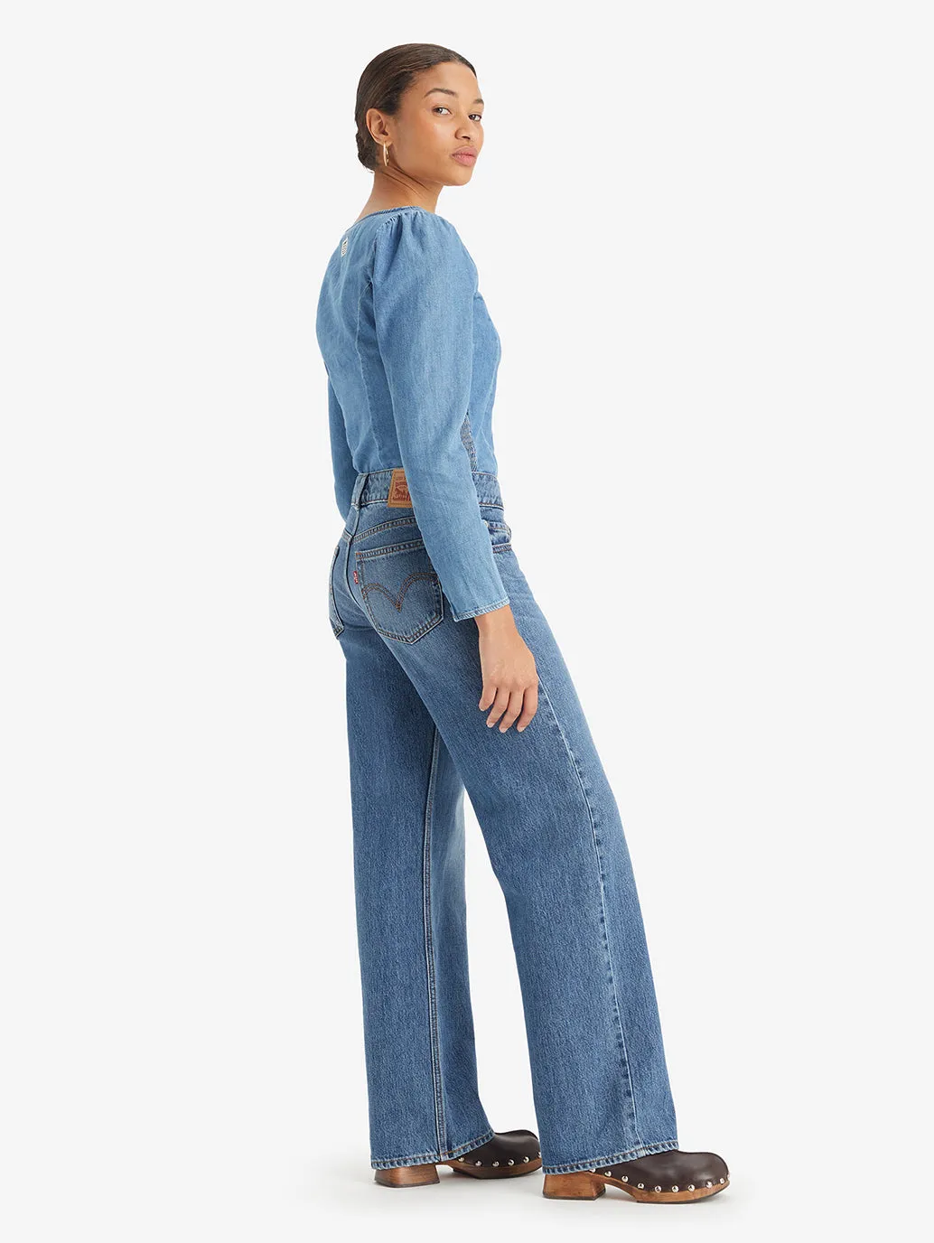 Women's Blue Loose Fit Super Low Rise Jeans