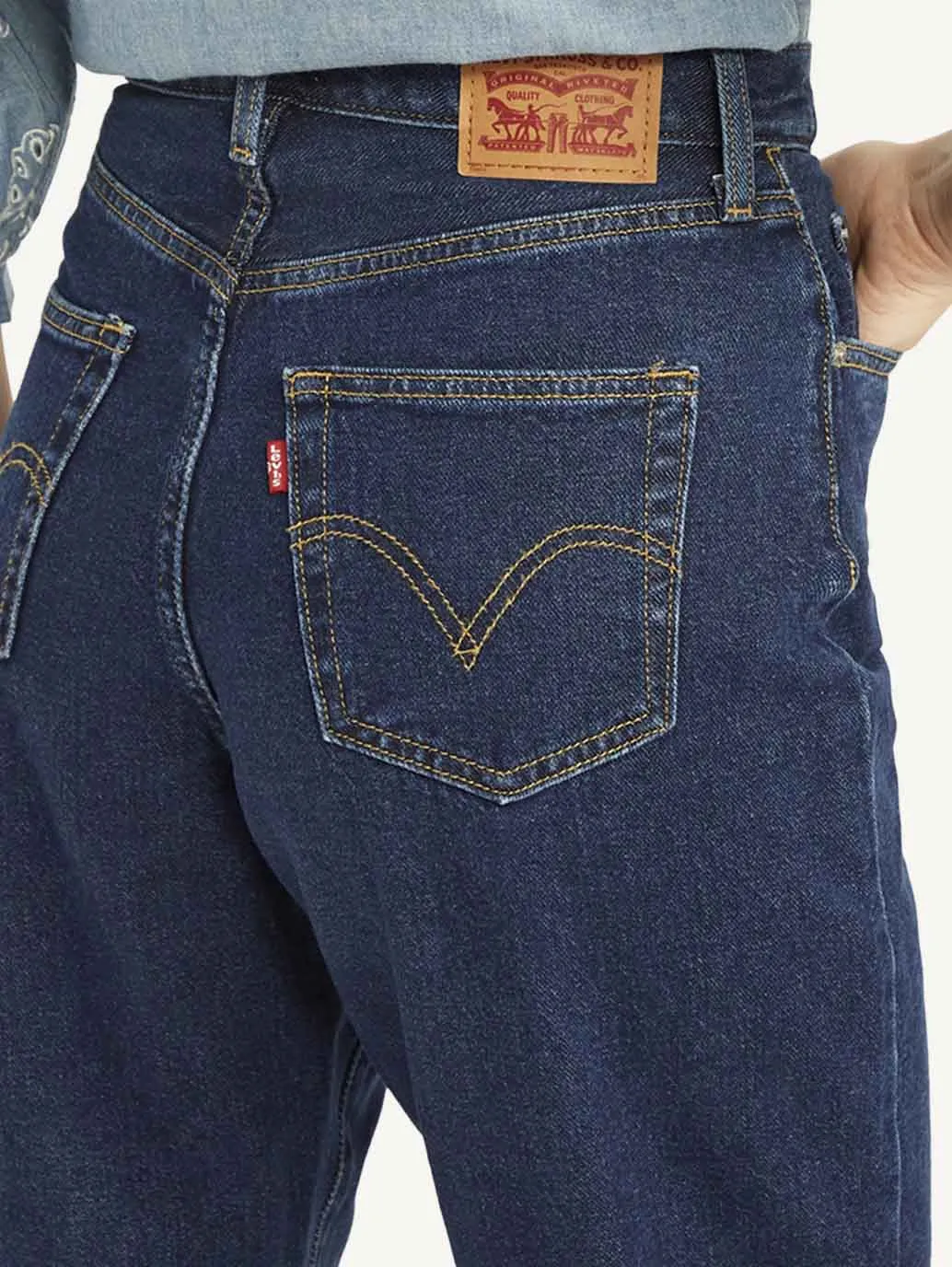 Women's Blue Loose Tapered Fit High Rise Jeans